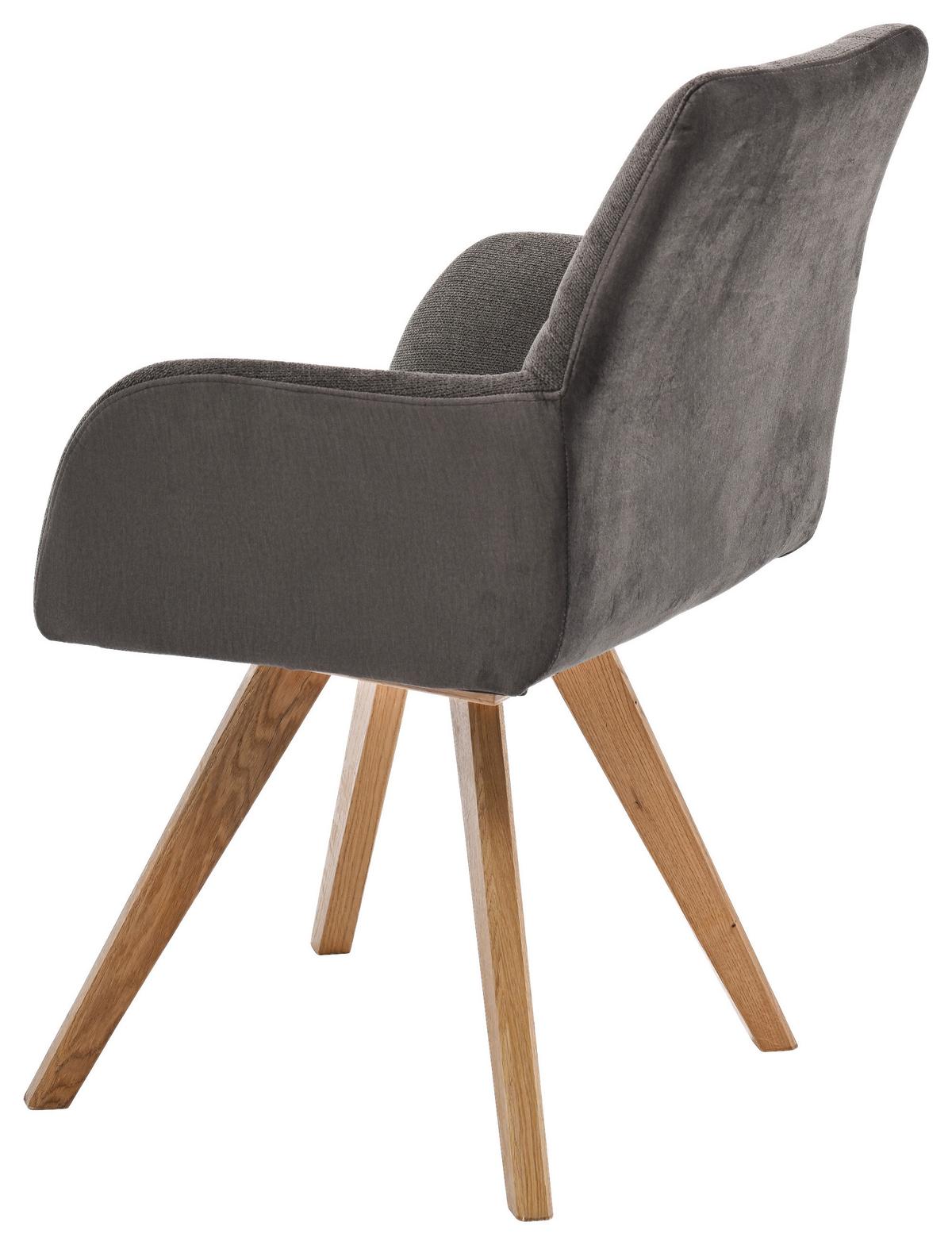 Armlehnstuhl Elke Braun Eiche Massiv, Drehbar, B: 61cm - Naturfarben/Braun, KONVENTIONELL, Holz/Textil (61/88/66,5cm)