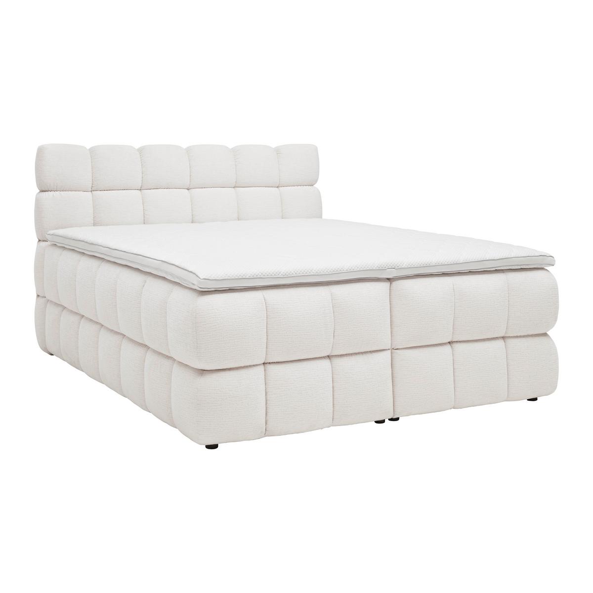 Boxspring postel BUBBLE BOX 180/200 cm, krémová - černá/krémová, Konvenční, kov/dřevo (180/200cm) - Premium Living