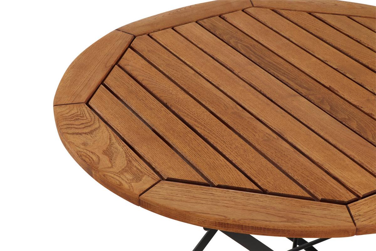 Gartentisch Klappbar Robinienholz/Metall ⌀ 85 cm - Robinienfarben/Schwarz, KONVENTIONELL, Holz/Metall (85/85/78cm) - Siena Garden