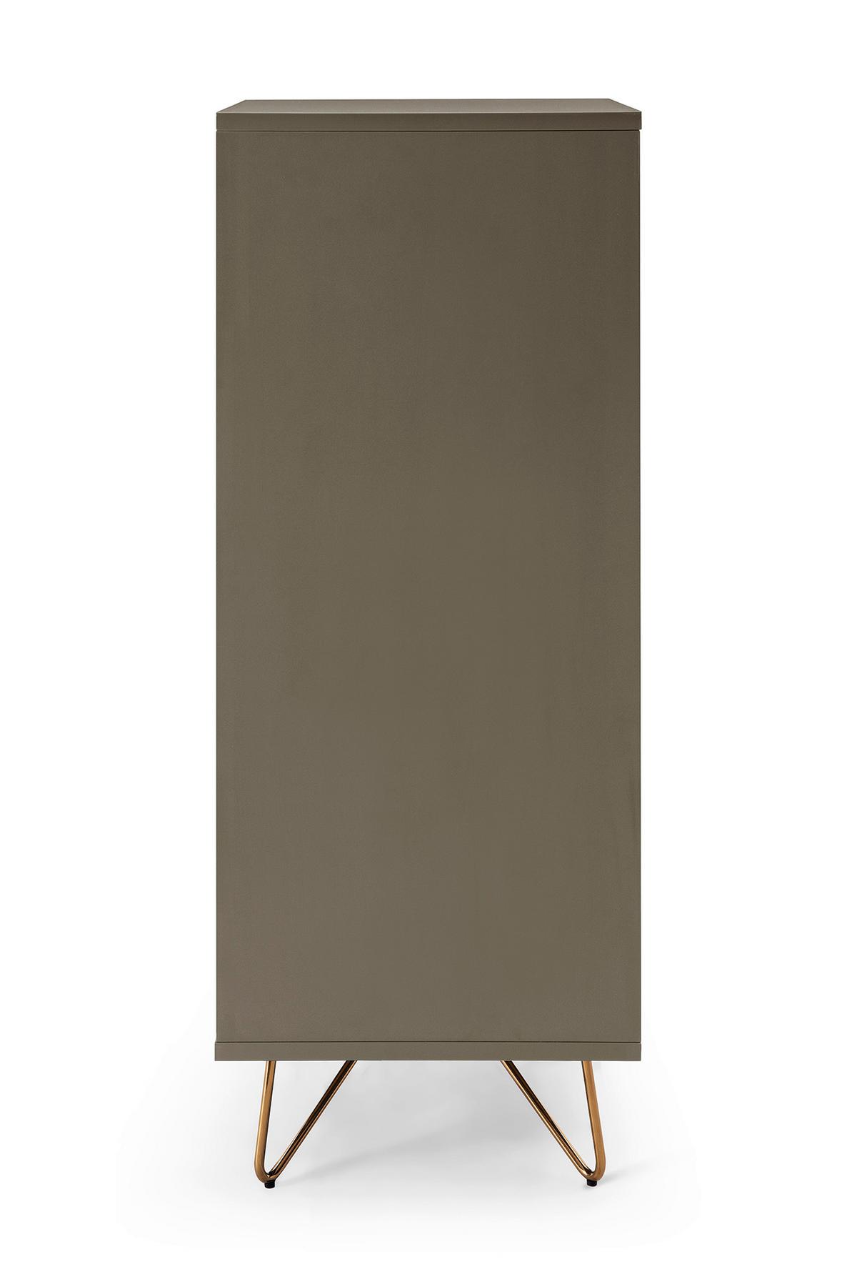 Kommode Grau B: 45cm - Messingfarben/Grau, Design, Glas/Holzwerkstoff (45/110/40cm) - Livetastic