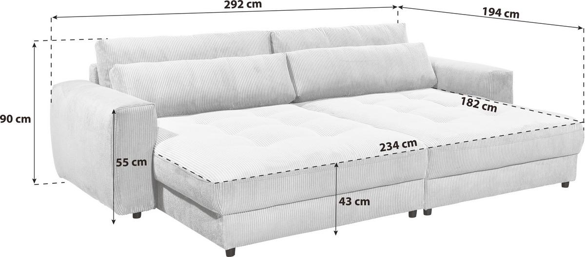 Mega pohovka LOVESEAT krémová - čierna/krémová, Konventionell, kompozitné drevo/textil (292/90/194cm) - MID.YOU