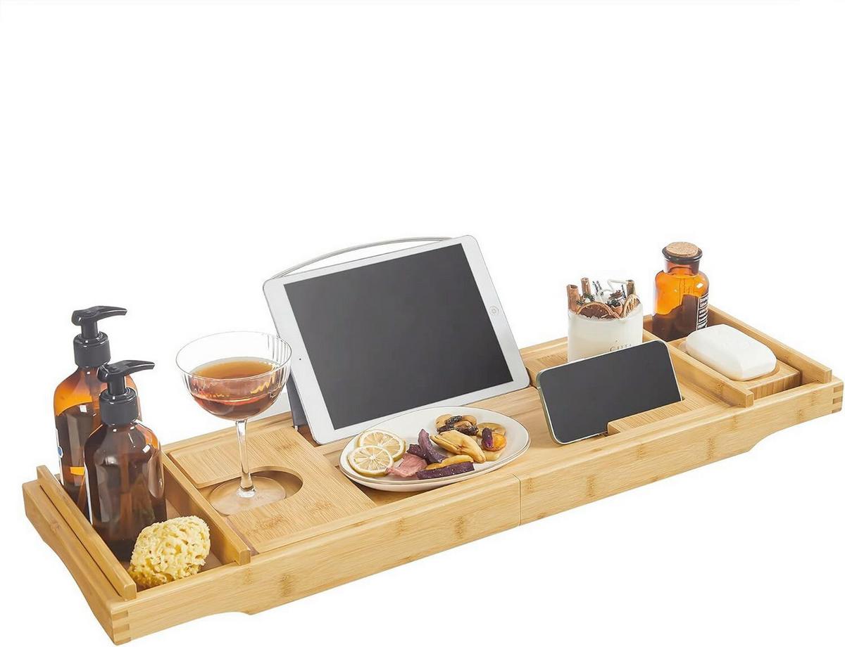 Badewanneablage Caddy Ecru B: 75 cm - Ecru, Basics, Naturmaterialien/Metall (75/4.5/23cm)