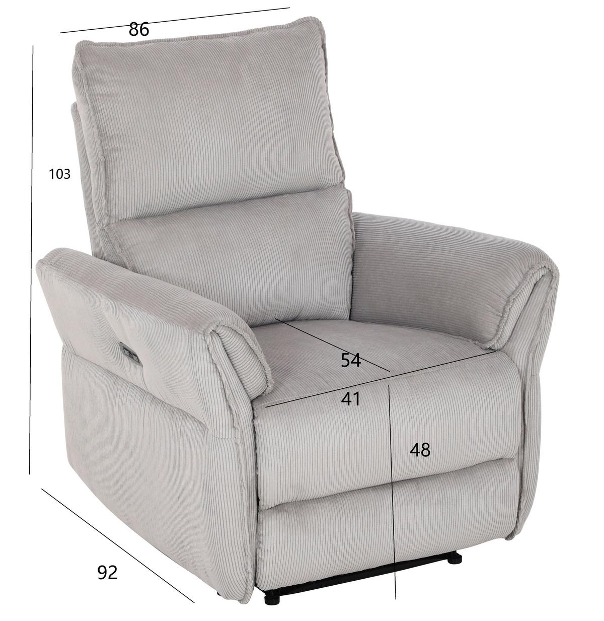 Tv-fotel Jenson - szürke, Modern, textil/fa (86/103/92cm)