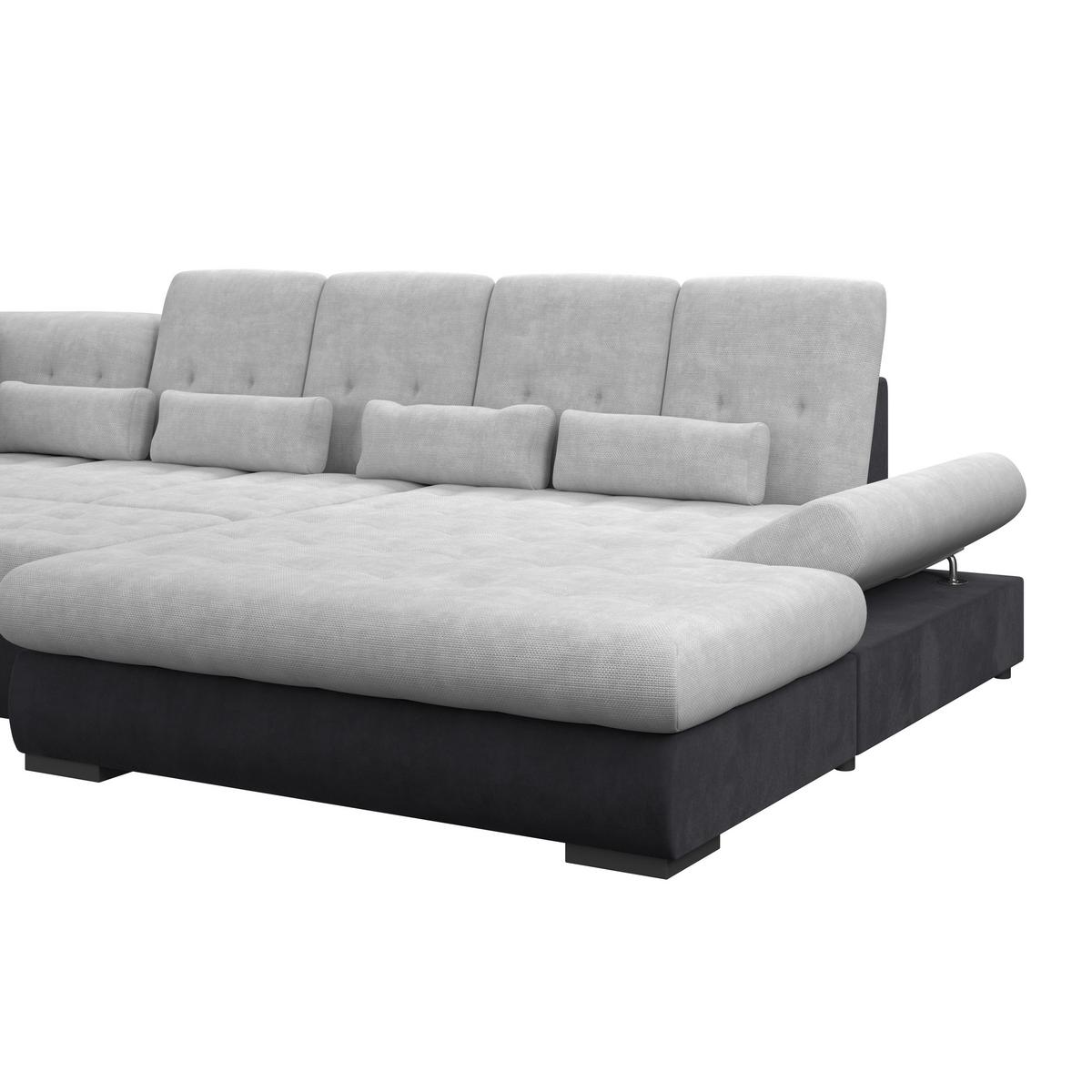 Wohnlandschaft Madera Silberfarben, S: 212x358 cm - Anthrazit/Silberfarben, KONVENTIONELL, Kunststoff/Textil (212/358/190cm)
