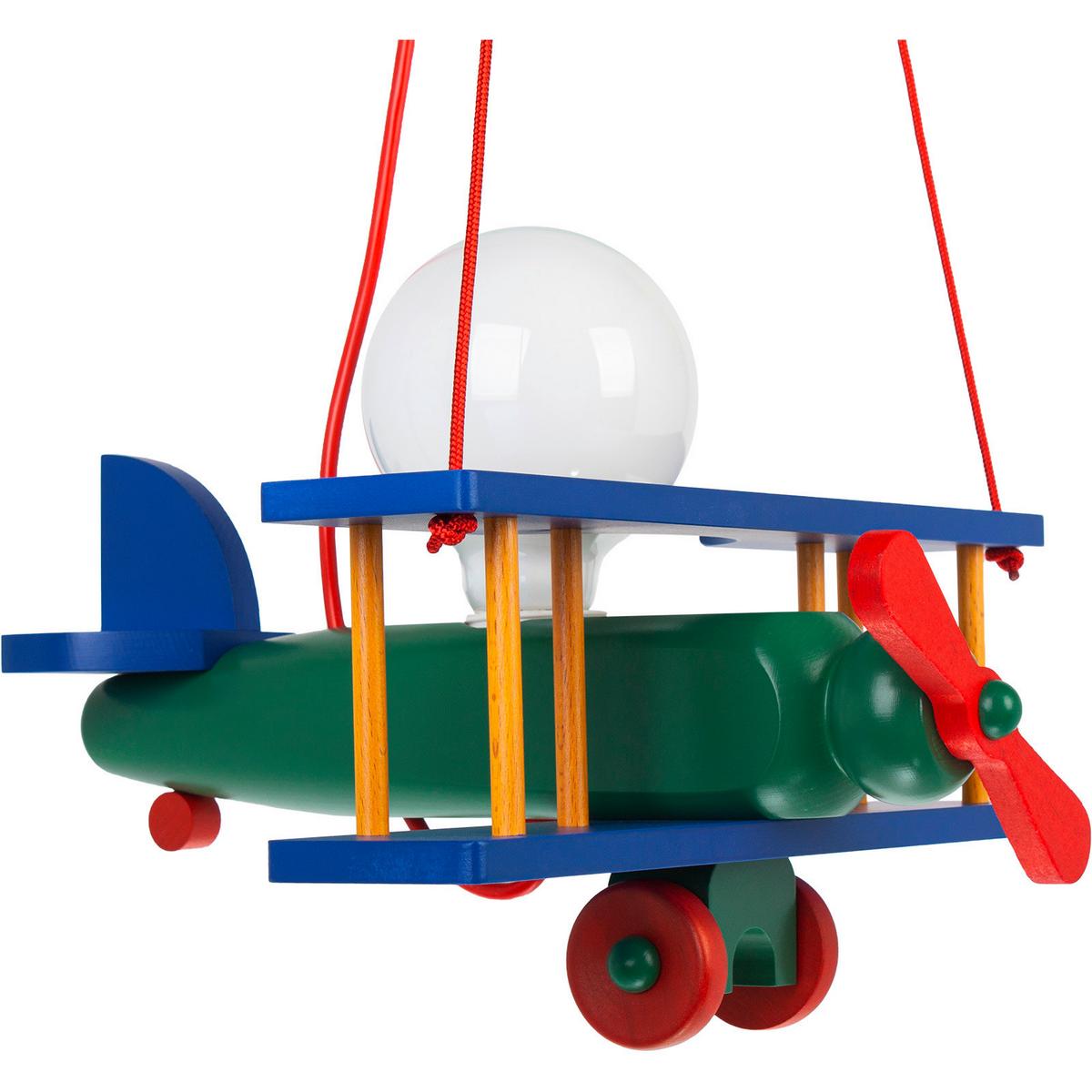 Kinderhängeleuchte Flugzeug H: 75 Cm 1-Flammig - Multicolor, Basics, Holz (29/31/75cm)