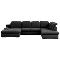 Wohnlandschaft Isona Schwarz Chenille - Chromfarben/Schwarz, Design, Textil (165/353/212cm) - Livetastic