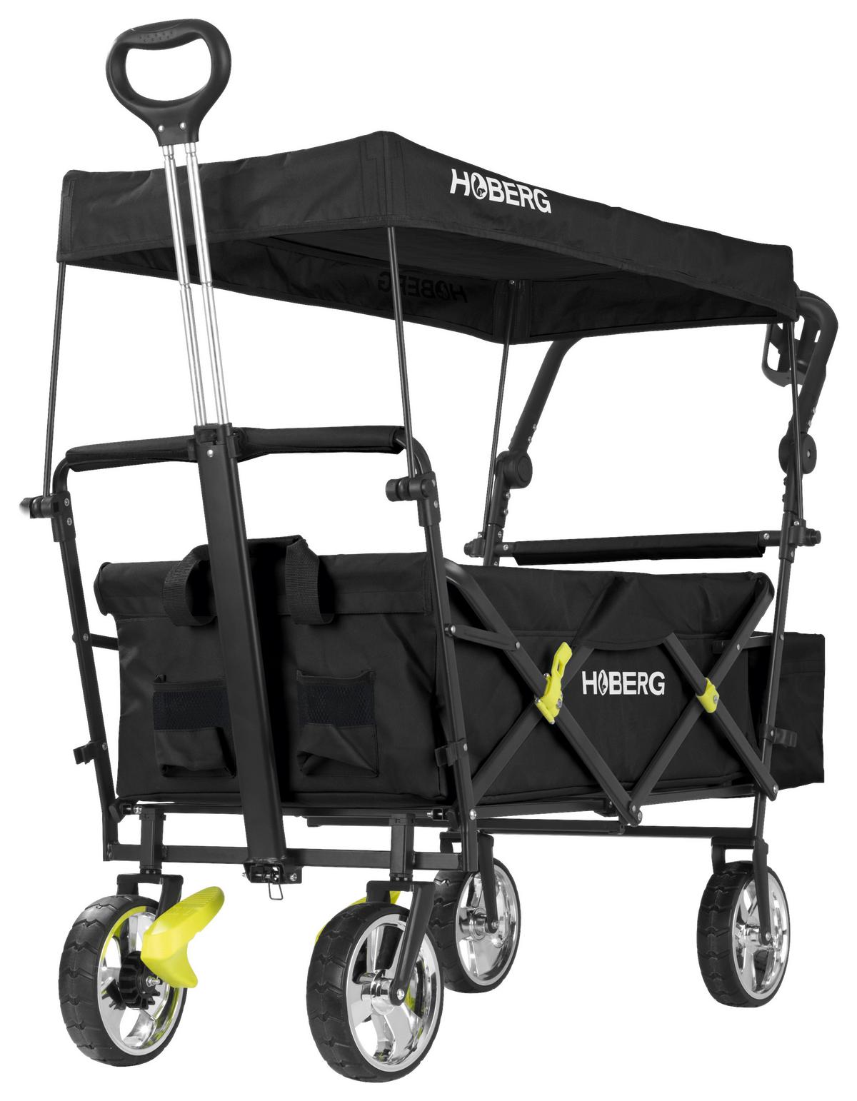 Bollerwagen Hoberg Schwarz Max 80 Kg Faltbar, Feststellbremse - Schwarz, Basics, Kunststoff/Textil (137/52,5/100cm)