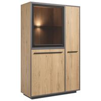 Highboard Nadiro B: 101 cm Wildeiche Dekor/Schwarz Matt - Eichefarben/Schwarz, Trend, Glas/Holzwerkstoff (101/161/41cm) - Livetastic
