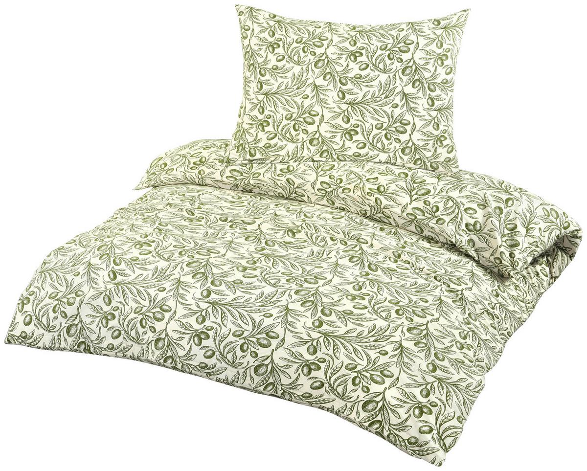 BETTWÄSCHE OLIVES - Weiß/Grün, MODERN, Textil - Luca Bessoni