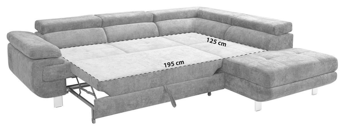 Ecksofa Savona - Graubraun, MODERN, Textil (270/230cm) - Ondega
