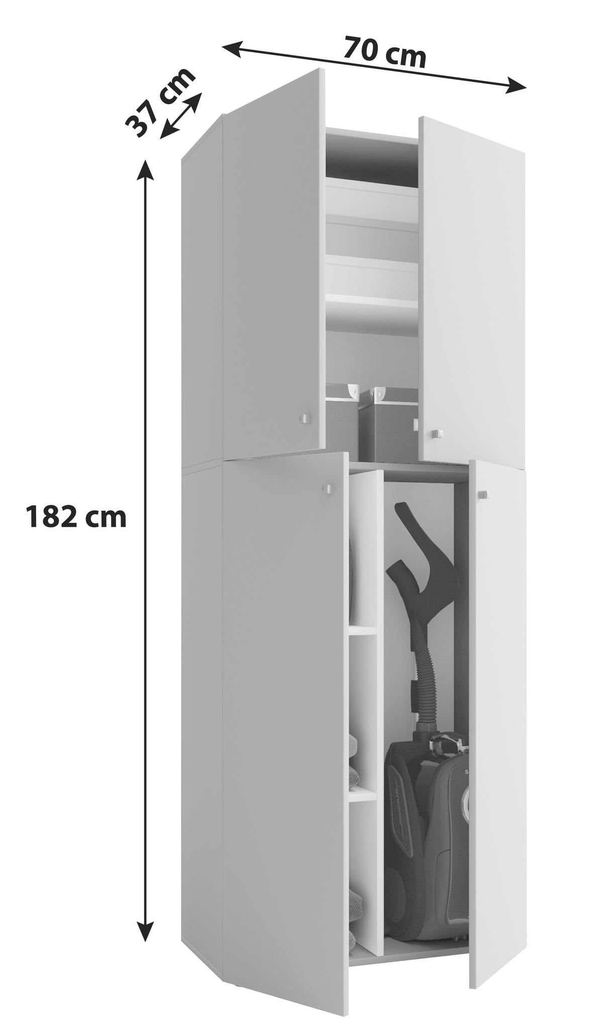 Mehrzweckschrank Lona Weiß BxH 70x182 cm - Weiß, KONVENTIONELL, Holzwerkstoff (70/182/37cm) - MID.YOU