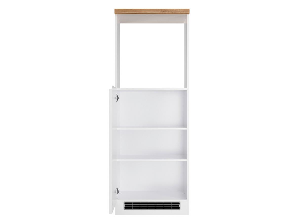 Herdumbauschrank Monza B: 60 Cm Weiß/eiche Dekor - Weiß Hochglanz/Eiche Wotan, LIFESTYLE, Holzwerkstoff (60/86/60cm) - Held