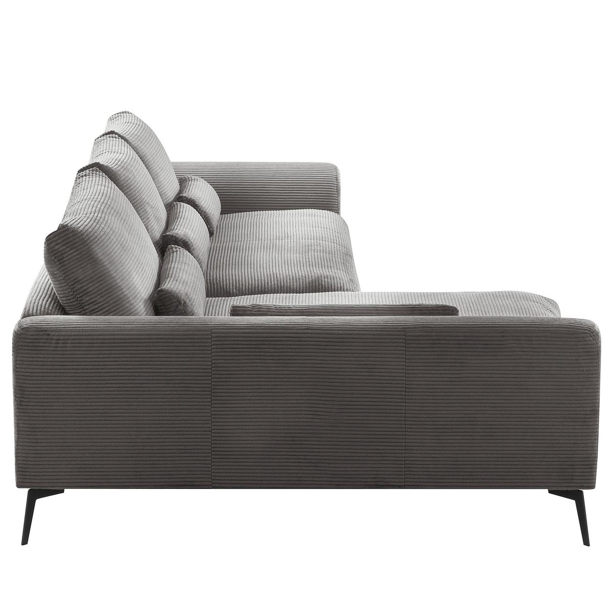 Ecksofa Berlin Cord Grau 172x313 cm - Schwarz/Grau, Design, Textil (172/313cm) - P & B