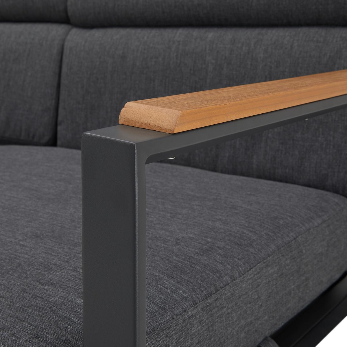 Zahradní sedací souprava ELEONORA - tmavě šedá/přírodní barvy, Moderní, kov/textil (263/84/77cm) - Bessagi Garden