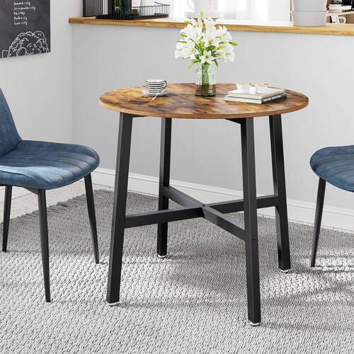 Esstisch Vasagle Rund Braun, Schwarz - Schwarz/Braun, Natur, Holzwerkstoff/Metall (80/80/75cm) - Boxxx