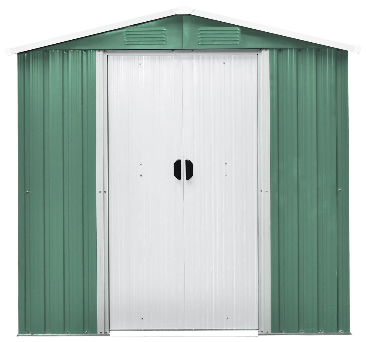 Gerätehaus Ohne Boden 194x184x110 Cm - Weiß/Grün, Basics, Metall (194/184/110cm)