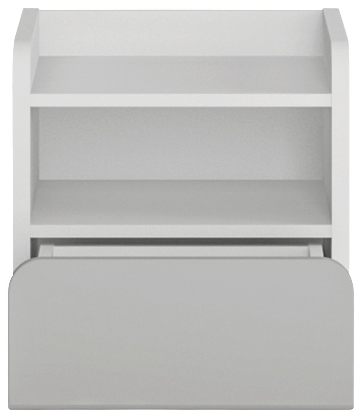 Noční stolek FLEXI barva bílá/šedá - bílá/černá, Moderní, kompozitní dřevo/plast (42/41,5/41,6cm) - Premium Living