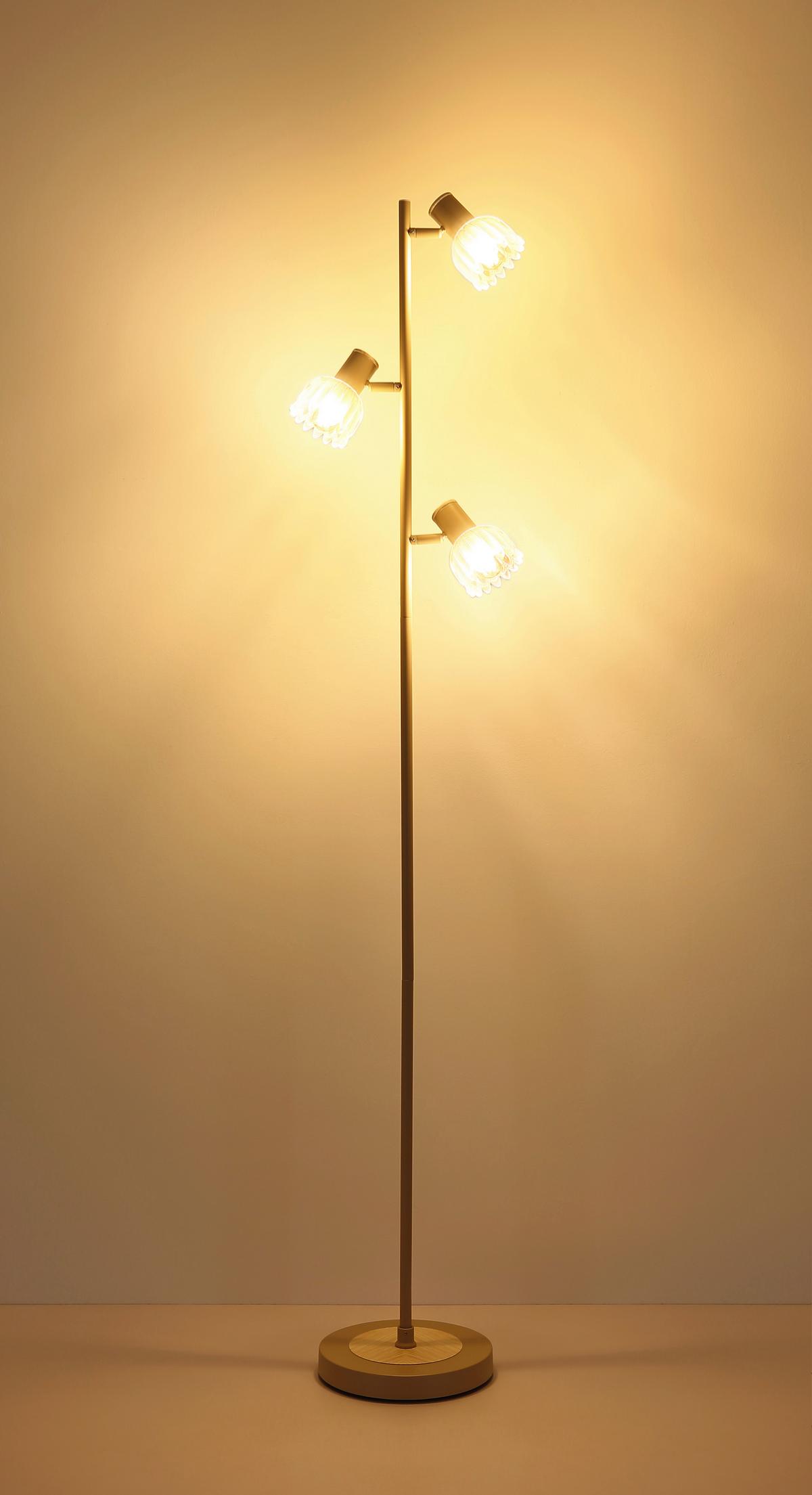 Stehleuchte Exkl. 3xe14, 40w - Sandfarben/Schwarz, KONVENTIONELL, Glas/Kunststoff (28/23/154cm) - Globo