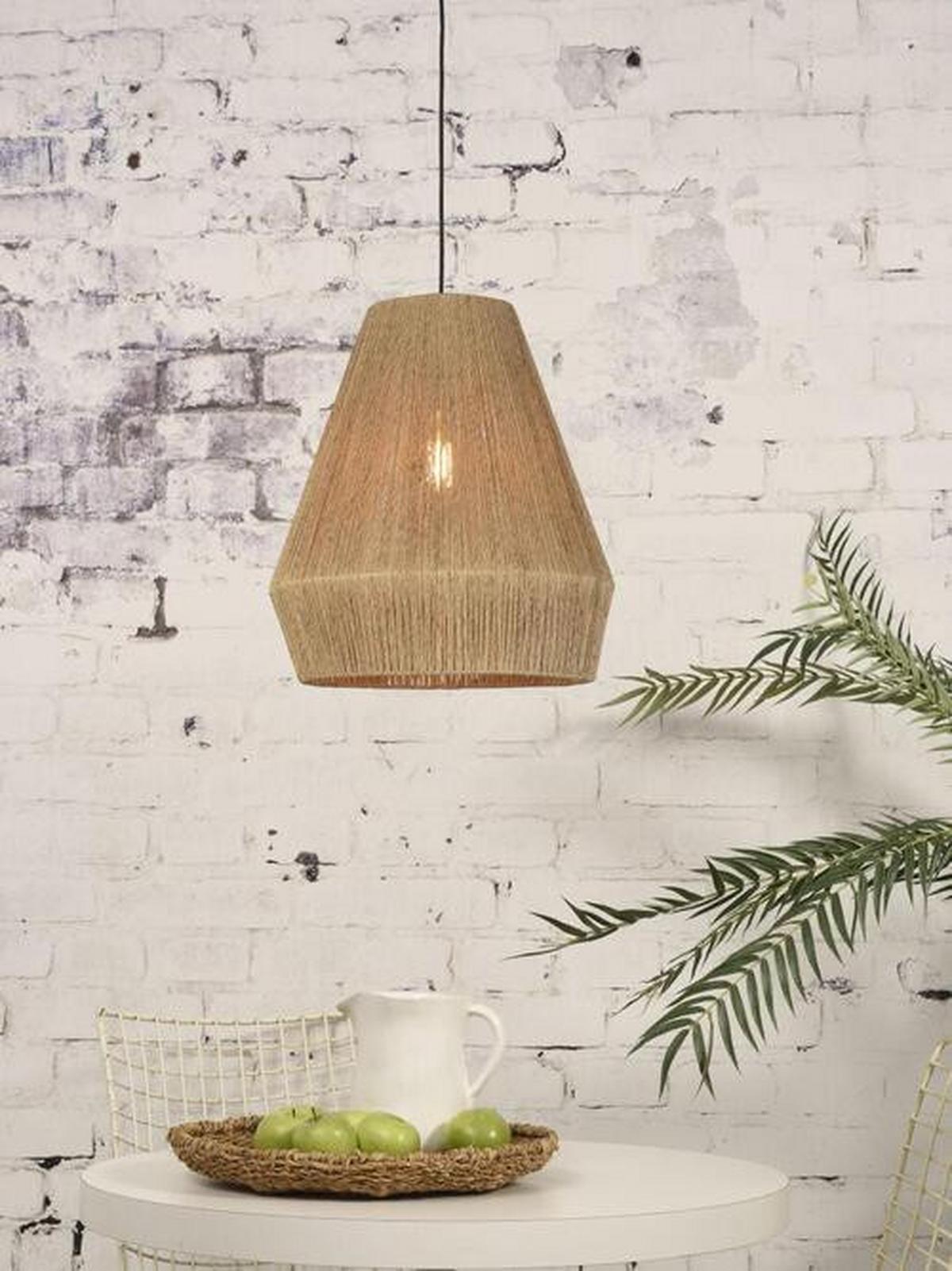 Hängeleuchte Iguazu H: 47 Cm 1-Flammig Höhenverstellbar - Hellbraun/Schwarz, Natur, Naturmaterialien/Kunststoff (40/47cm) - Good & Mojo