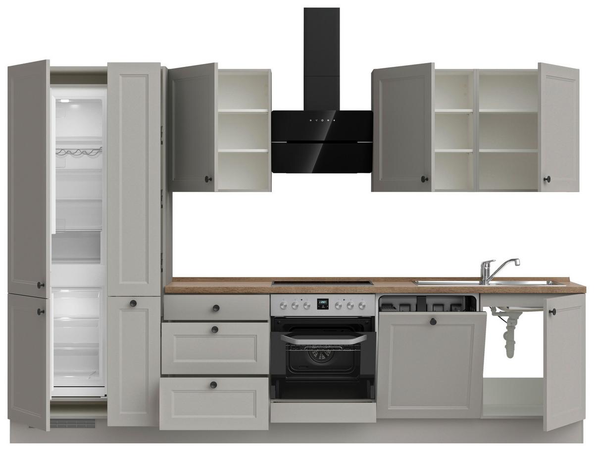 Kuchyňská linka 330 cm, kamenná sivá supermatná - šedá/černá, Moderní, kov/kompozitní dřevo (330cm) - Nobilia