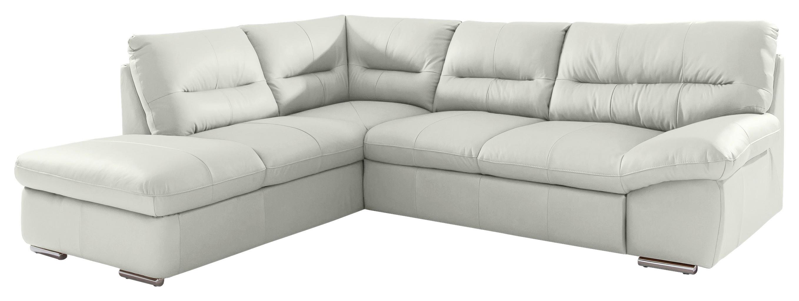 ECKSOFA William, Beige S: 216x268 cm - Chromfarben/Beige, Design, Leder (216/268cm) - Livetastic