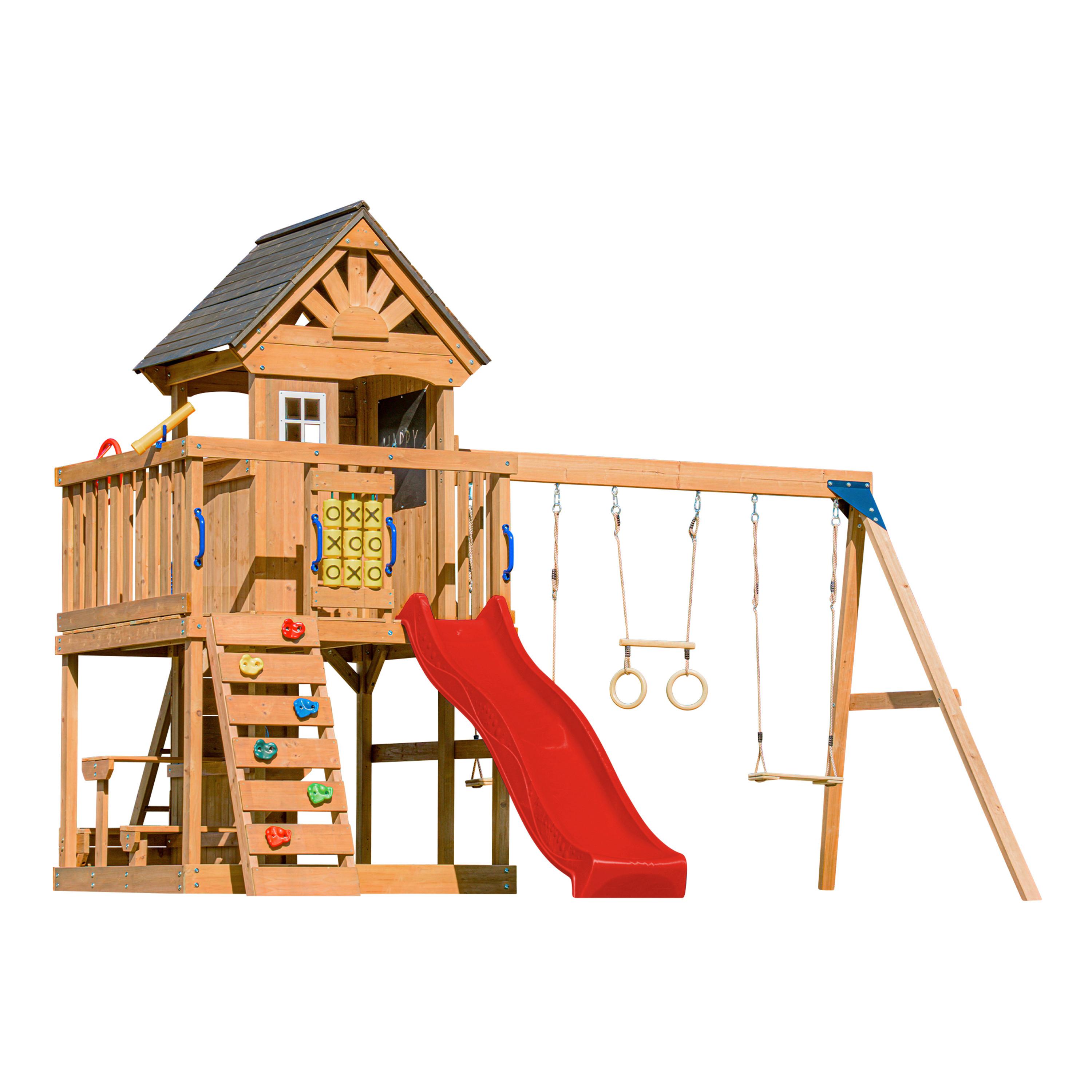 SPIELTURM MIT RUTSCHE ROT - Anthrazit/Rot, Basics, Holz/Kunststoff (435/410/305cm) - Ambia Garden