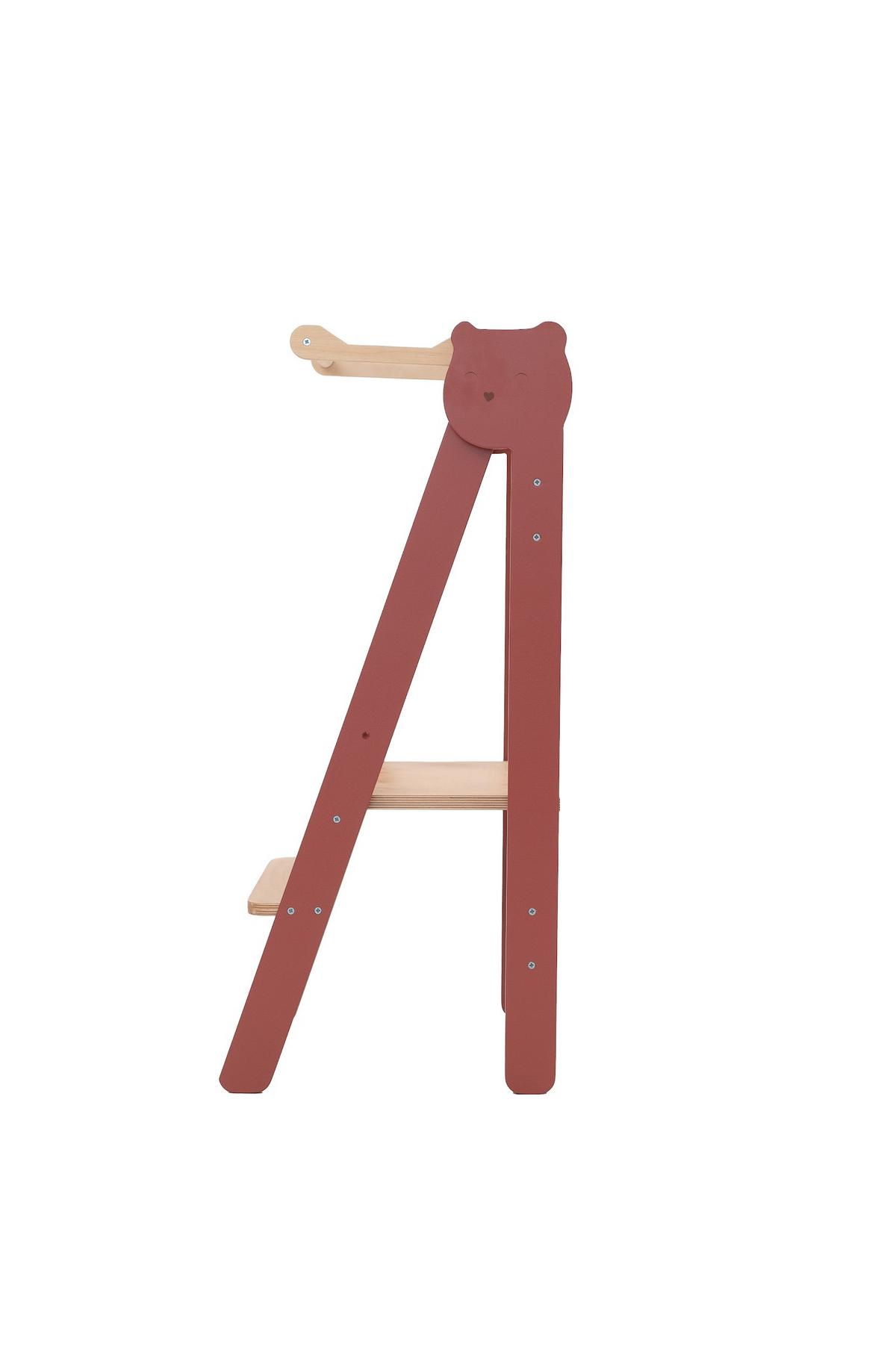 Lernturm Space Saving Rot/Natur - Rot/Naturfarben, Basics, Holz (38/90/40cm)