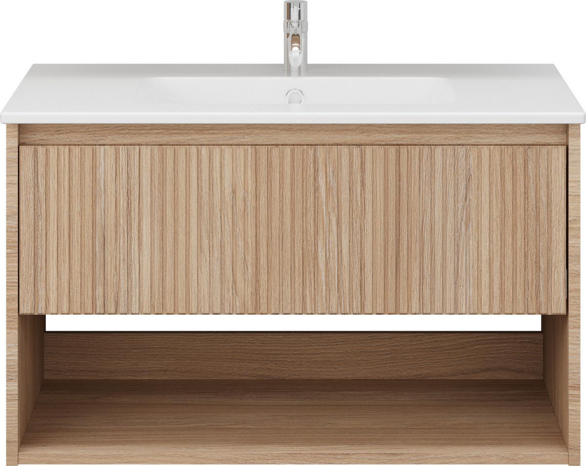 Waschtischkombi Andora Eichefarben Dekor B: 80 cm - Eichefarben, MODERN, Keramik/Holzwerkstoff (80cm) - Stylife