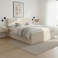 Boxspringová postel MARCO 160x200, béžová - černá/krémová, Moderní, dřevo/textil (160/200cm) - Bessagi