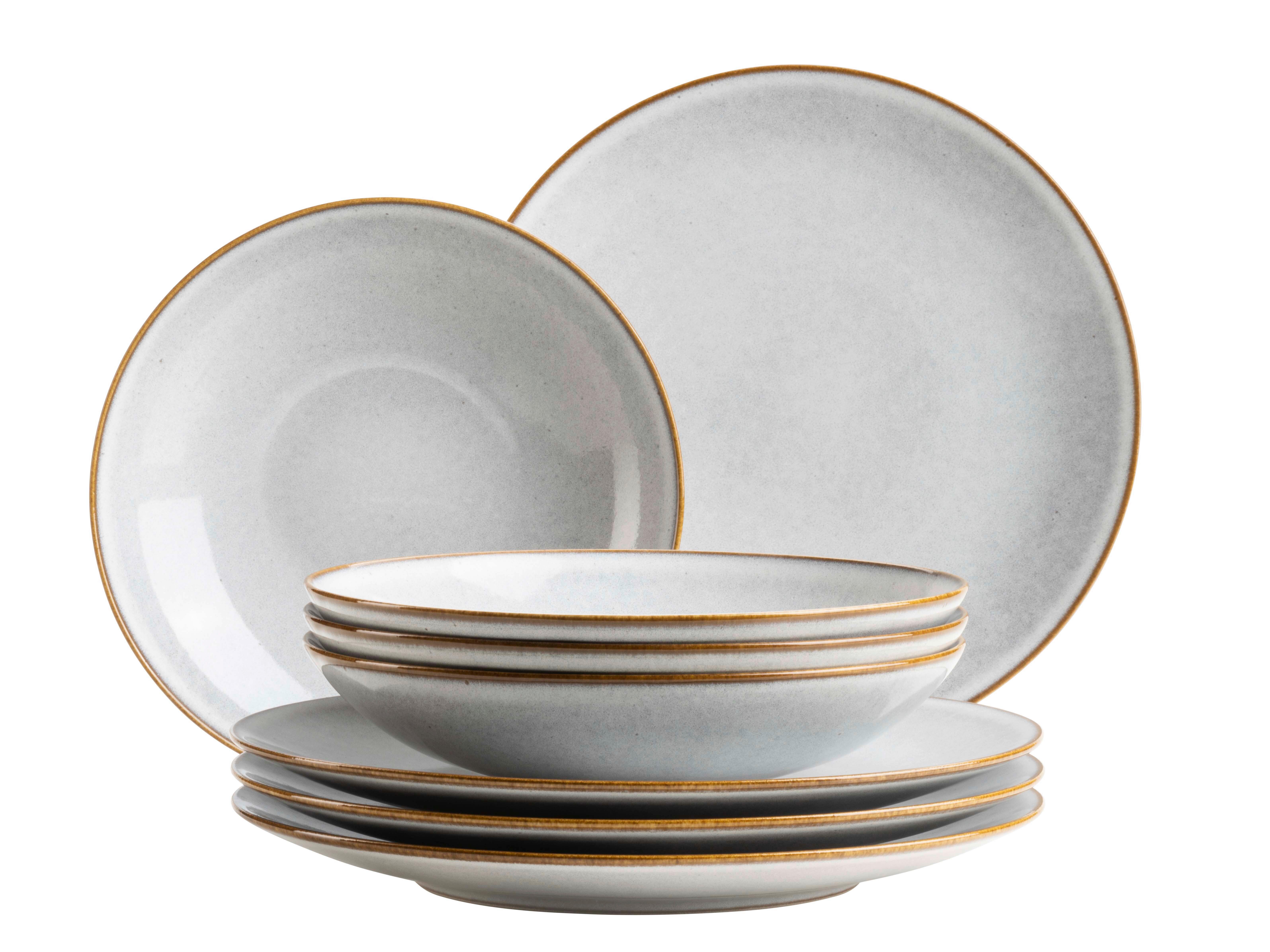 Tafelservice SMOKY'S 8-teilig Steinzeug, Weiß, 4 Personen - Weiß, Basics, Keramik - Mäser