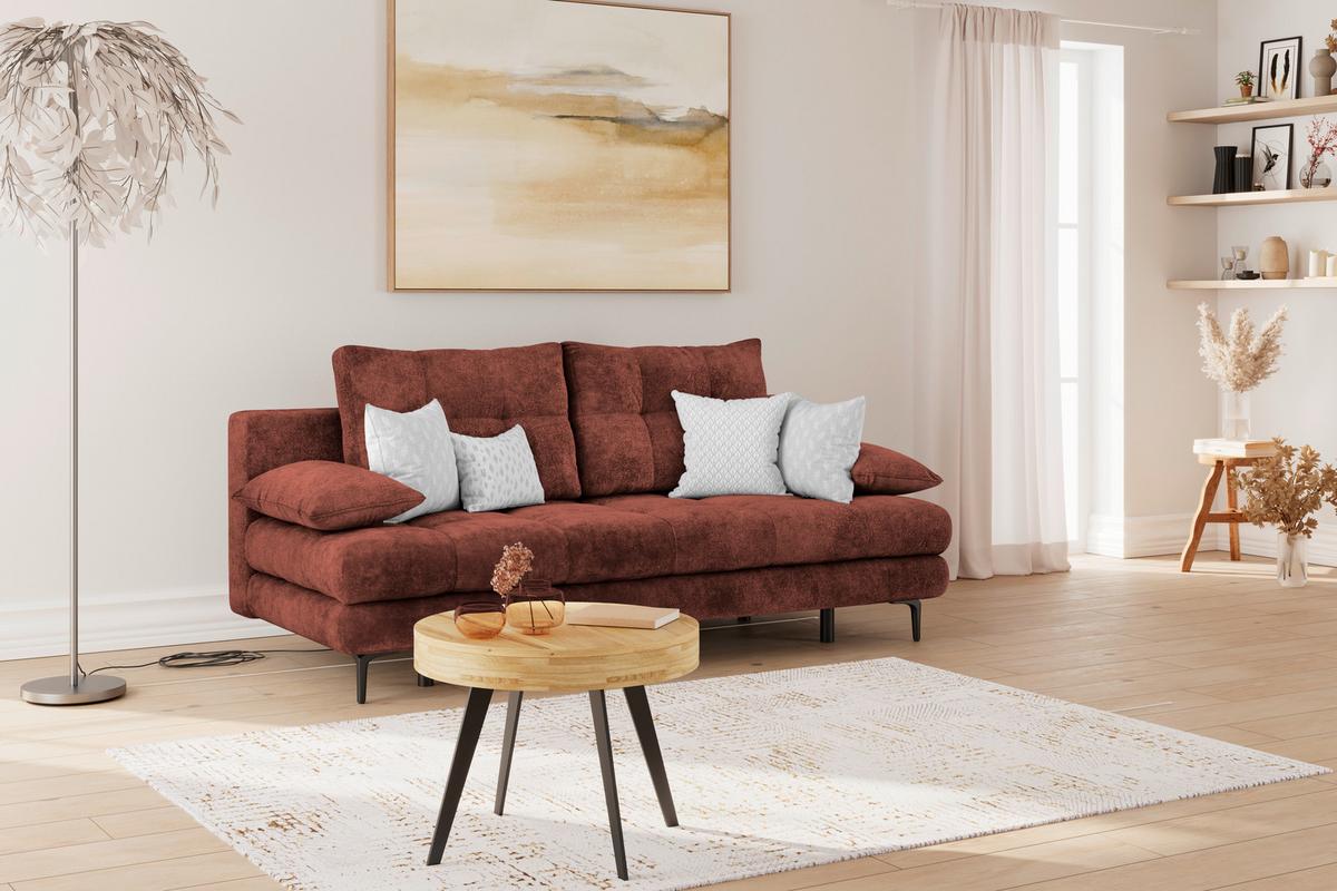 Schlafsofa Perla Rot B: 203 Cm - Bordeaux/Schwarz, KONVENTIONELL, Textil (203/94/96cm)
