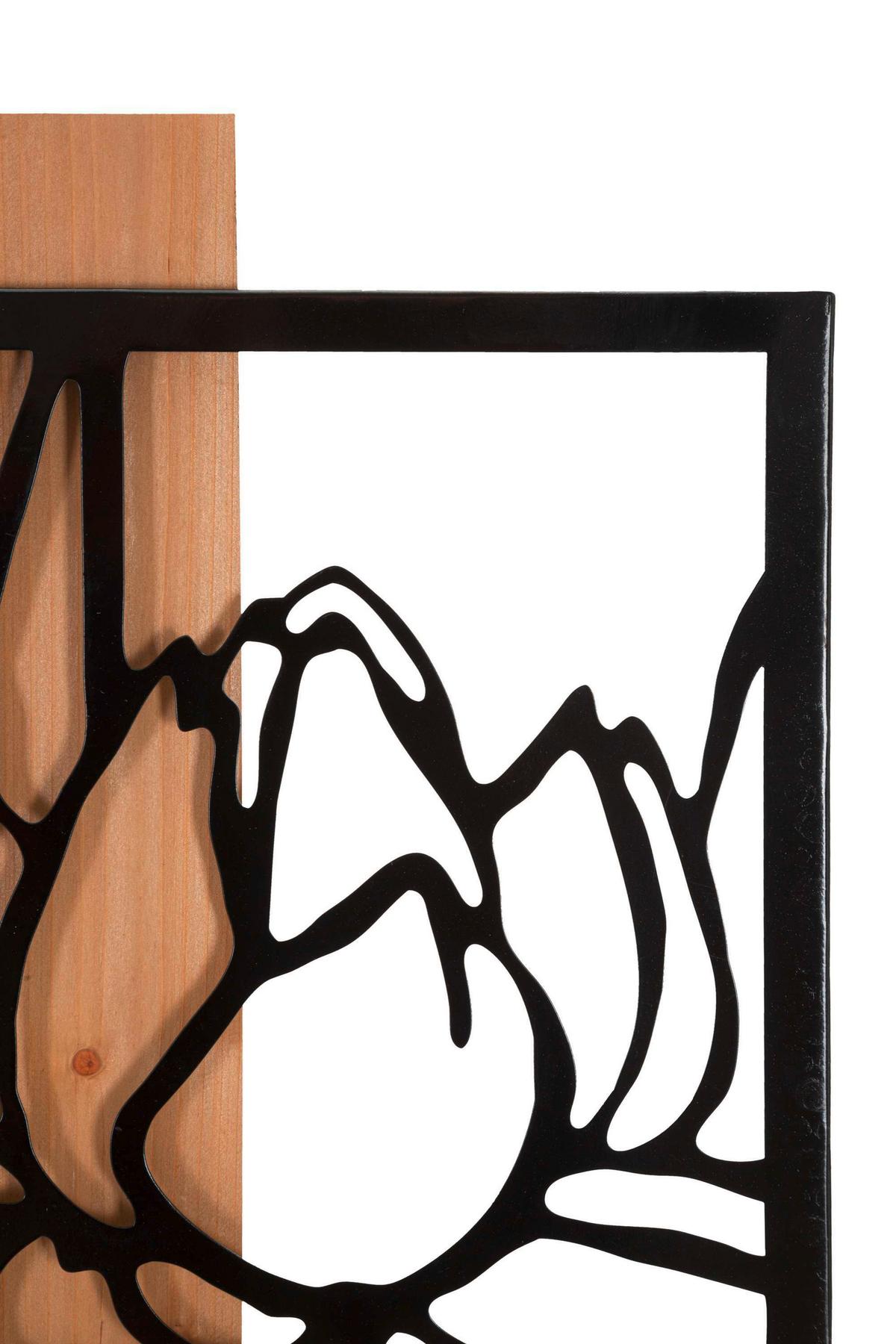 Wanddeko Wood Schwarz, Eiche Dekor B: 60 cm - Basics, Holzwerkstoff/Metall (60/90/2cm)