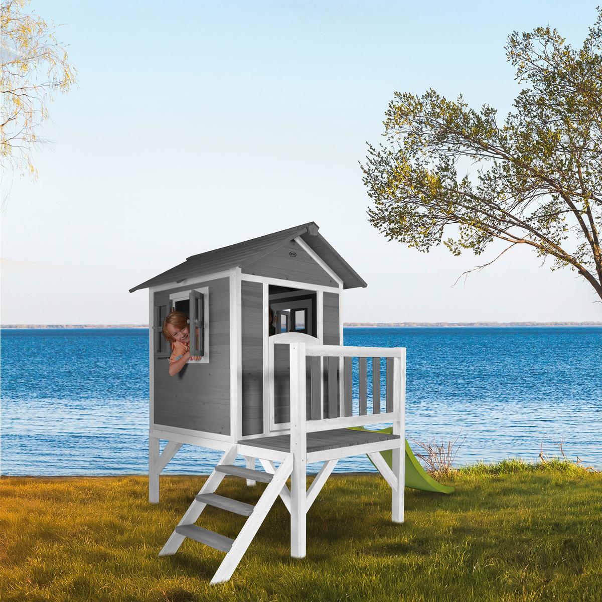 Spielhaus Grau/weiß/limette L: 167 B:240 H:189 - Limette/Weiß, LIFESTYLE, Holz/Kunststoff (167/240/189cm)