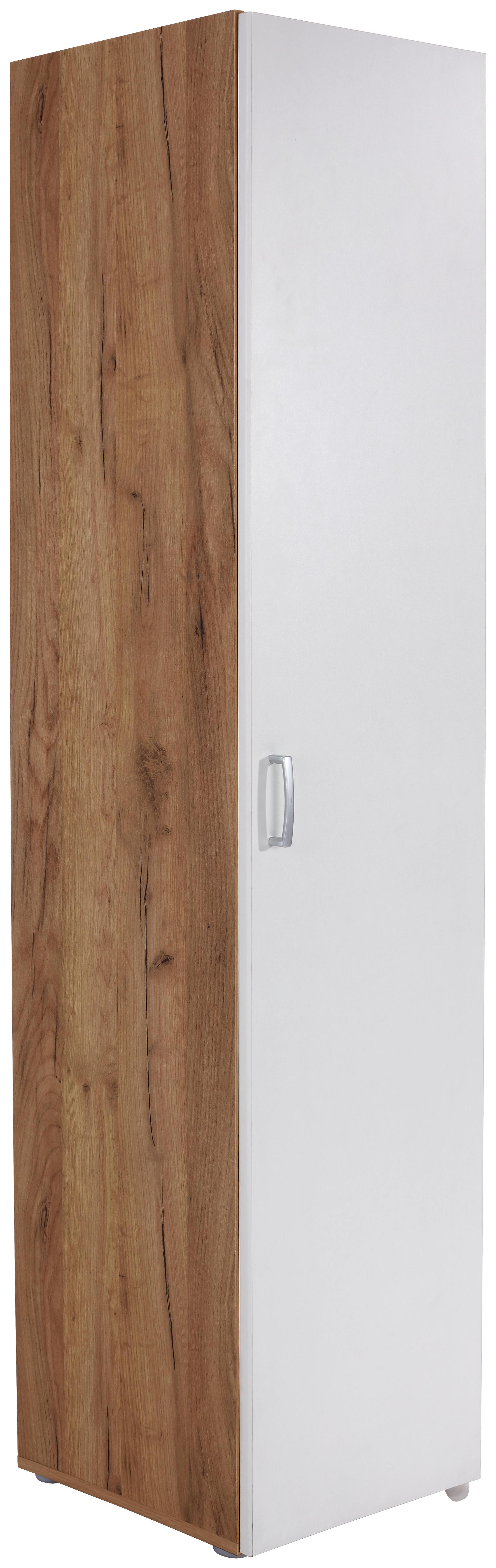 Szekrény Tio - Tölgyfa/Fehér, modern, Faalapú anyag (45/183/37,5cm)