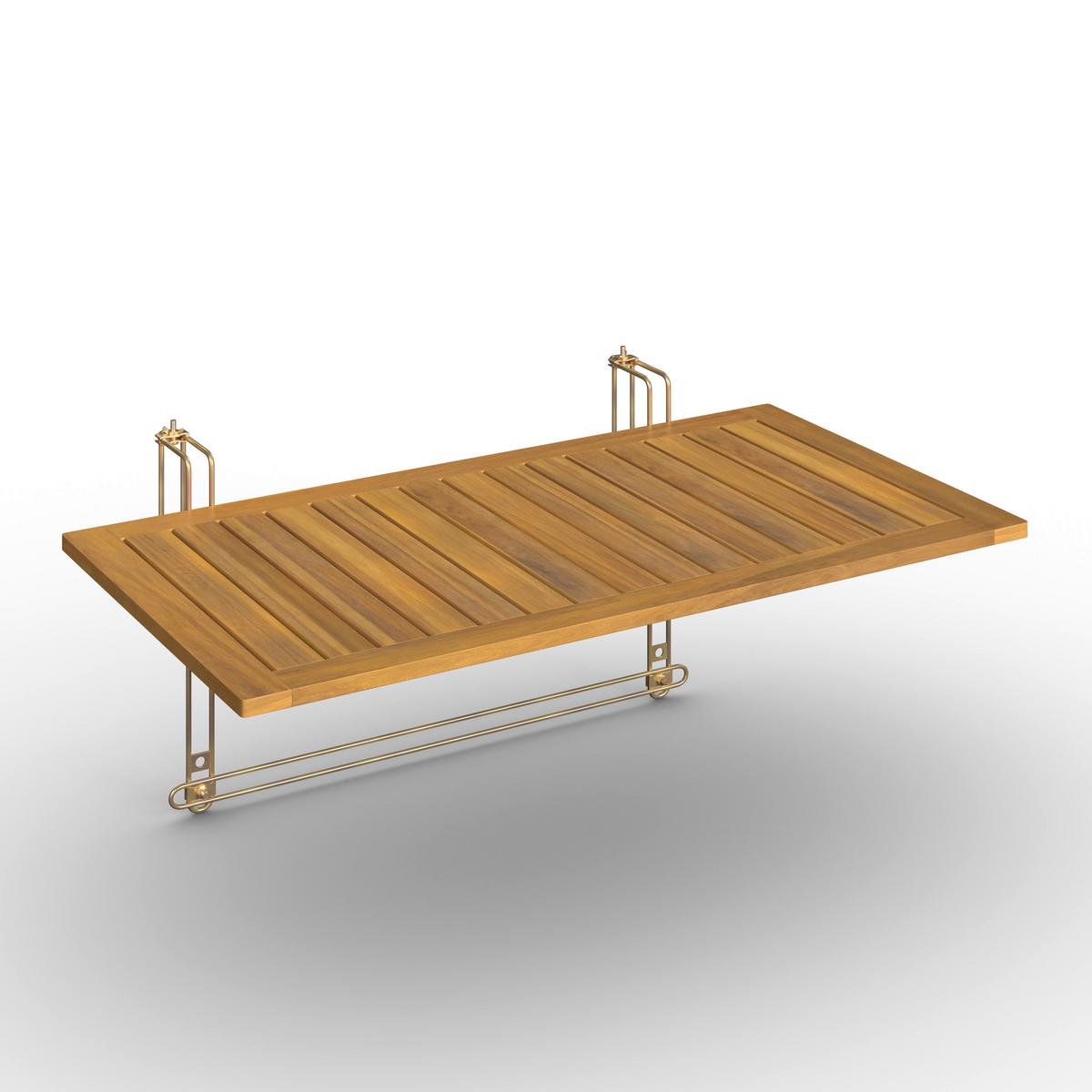 STOLEK NA BALKÓN HELENA - barvy stříbra/barvy akácie, Moderní, kov/dřevo (80cm) - Bessagi Garden