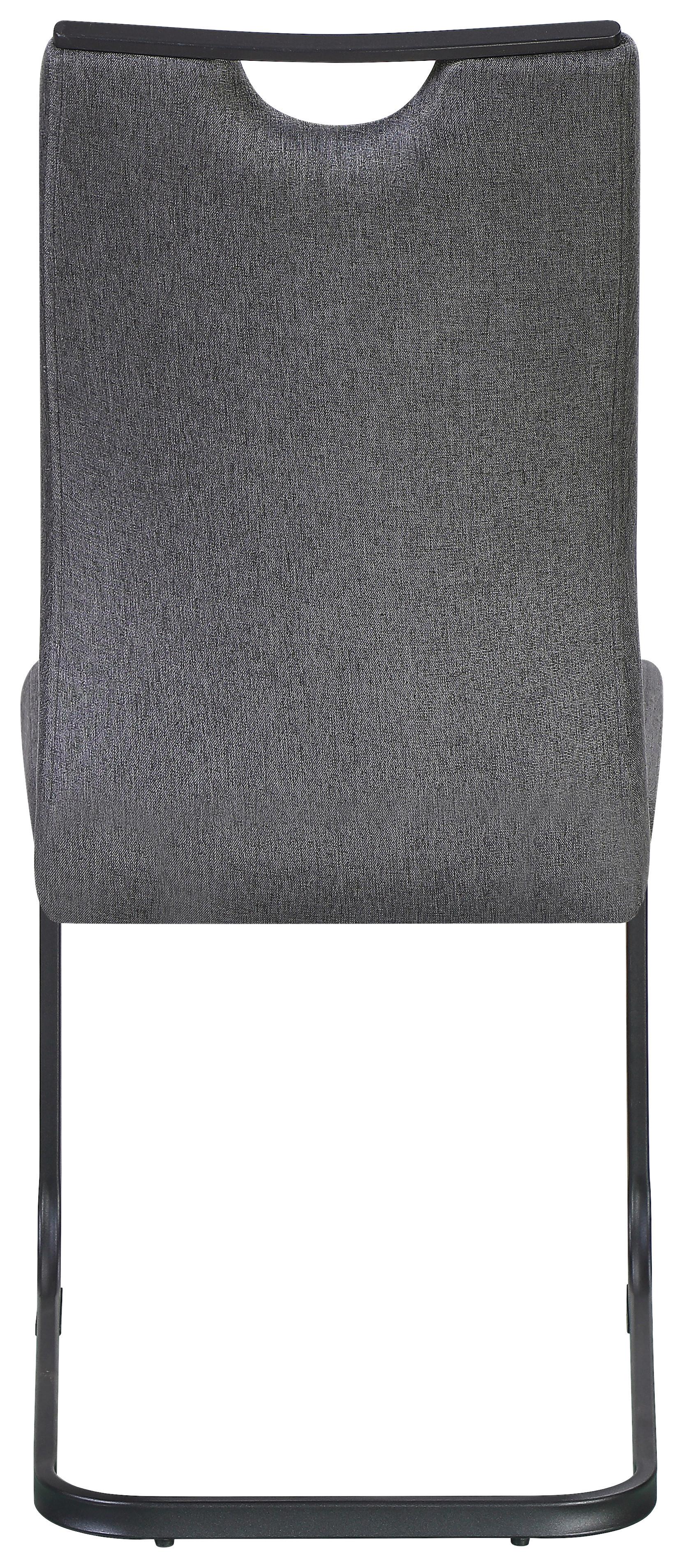 Schwingstuhl Dina Leinenoptik Grau - Schwarz/Grau, KONVENTIONELL, Textil/Metall (58/86/62cm)