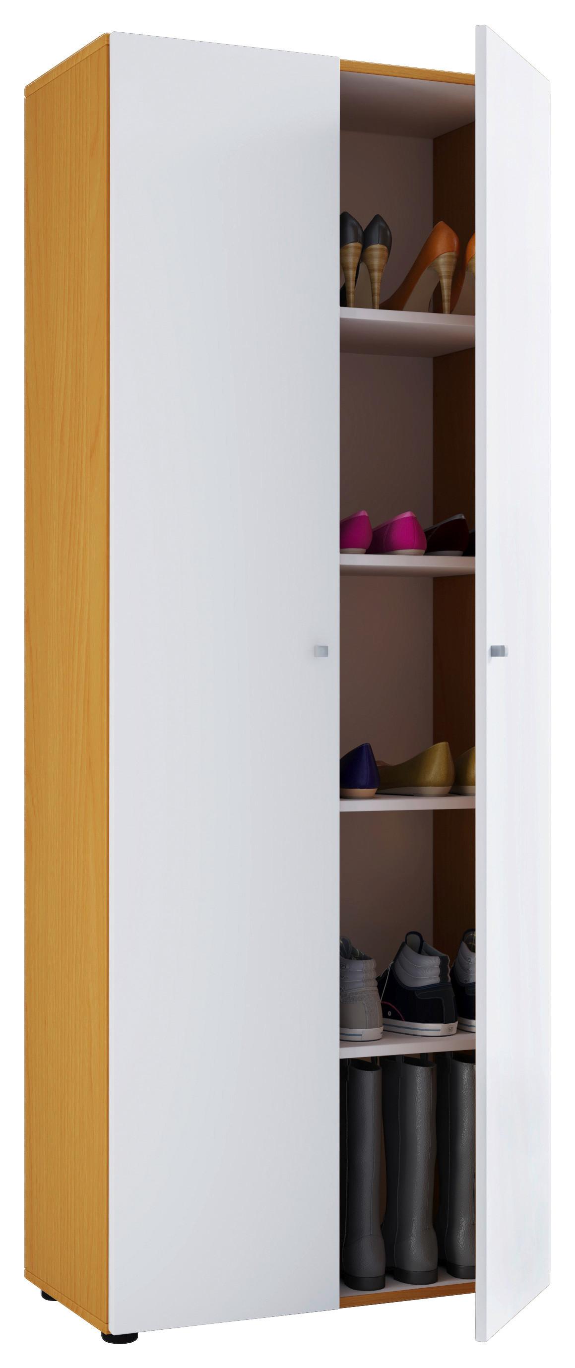Schuhschrank Vandol Braun/Weiß/Buche Dekor B: 71cm - Buchefarben/Schwarz, Design, Holzwerkstoff (71/180/39cm) - MID.YOU