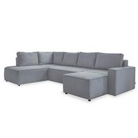 Rohová sedacia súprava OLIVER, svetlosivá, menčester, ľavá - čierna/svetlosivá, Design, textil/plast (194/322/156cm) - MID.YOU