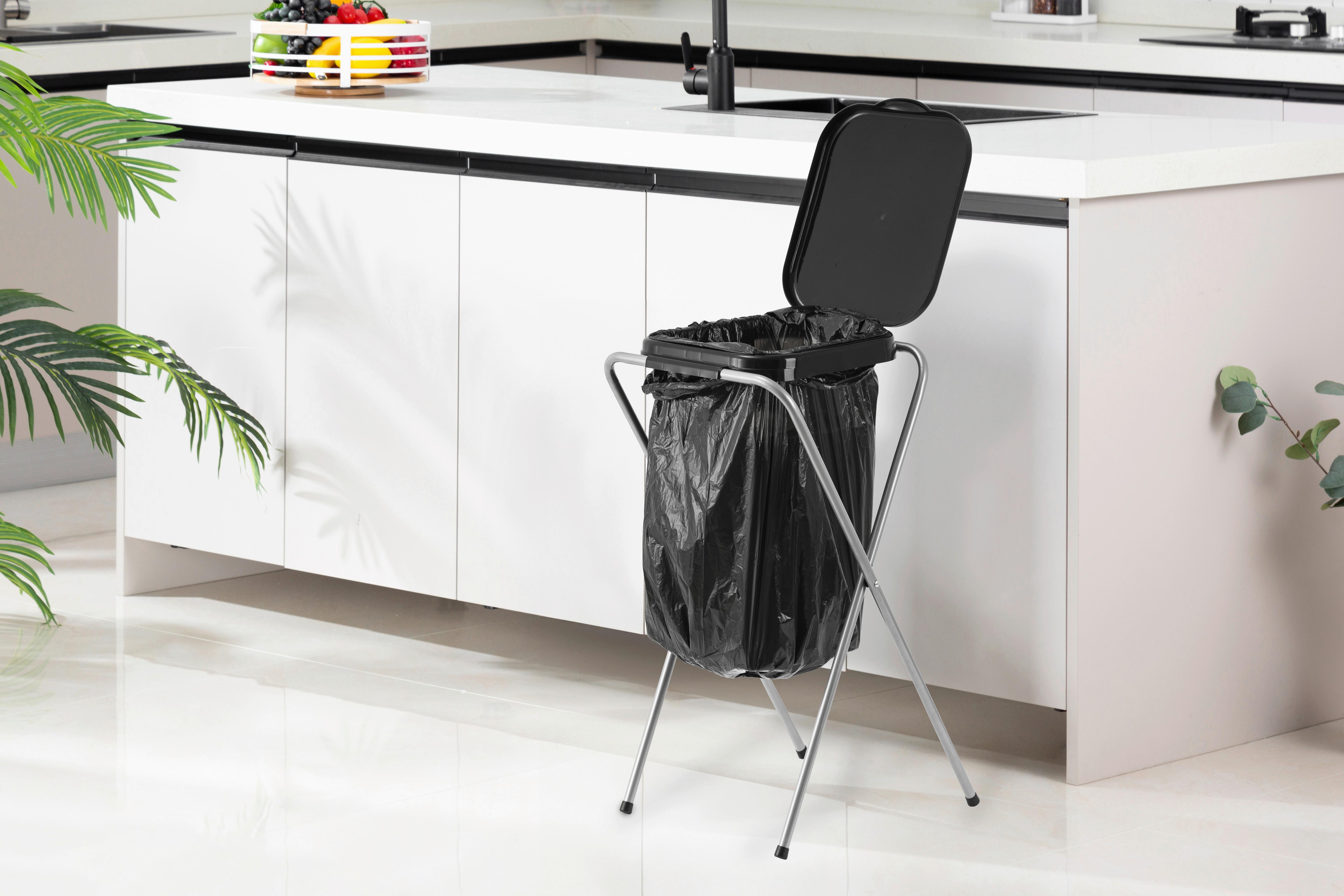 Müllsackständer Schwarz B: 36 cm - Schwarz, Basics, Metall (38/36/75cm) - Echtwerk