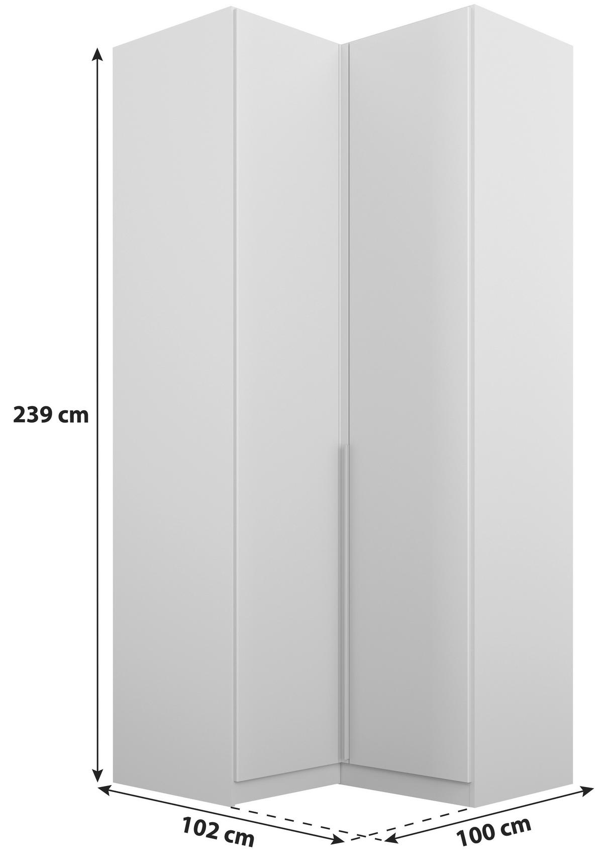 Eckschrank 100 cm Alabama Hellgrau - Hellgrau, MODERN, Holzwerkstoff (100/229/102cm)