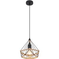 Hängeleuchte Caro H: 150 cm 1-Flammig, Naturfaser/Eisen - Schwarz/Naturfarben, ROMANTIK / LANDHAUS, Kunststoff/Textil (25/150cm) - James Wood