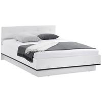 Futonbett 180x200 Cm Lucca Weiß Hochglanz/grau - Weiß/Grau, MODERN, Leder/Holzwerkstoff (180/200cm)