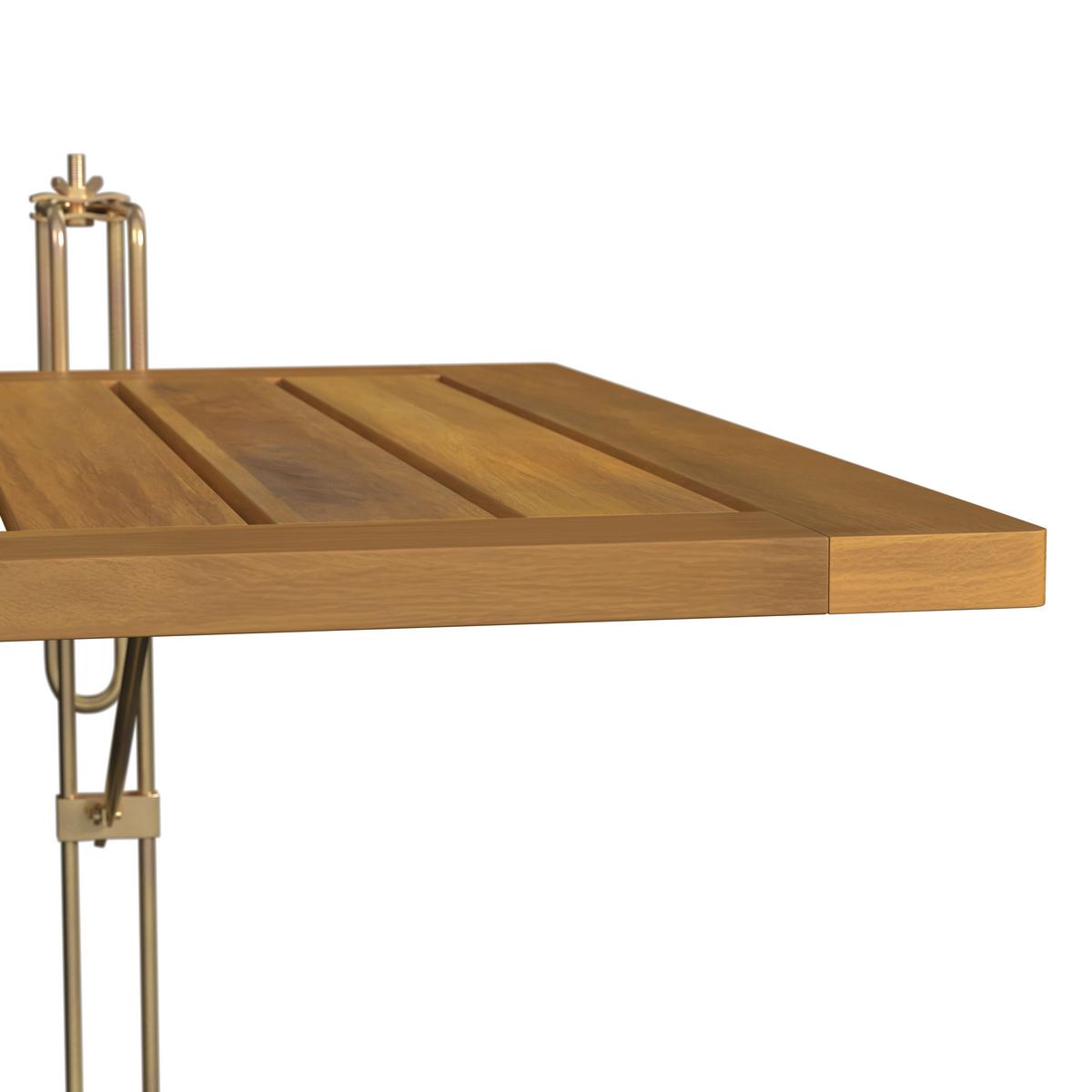 STÔL NA BALKÓN HELENA - farba akácie/strieborná, Modern, kov/drevo (65/38/45cm) - Bessagi Garden