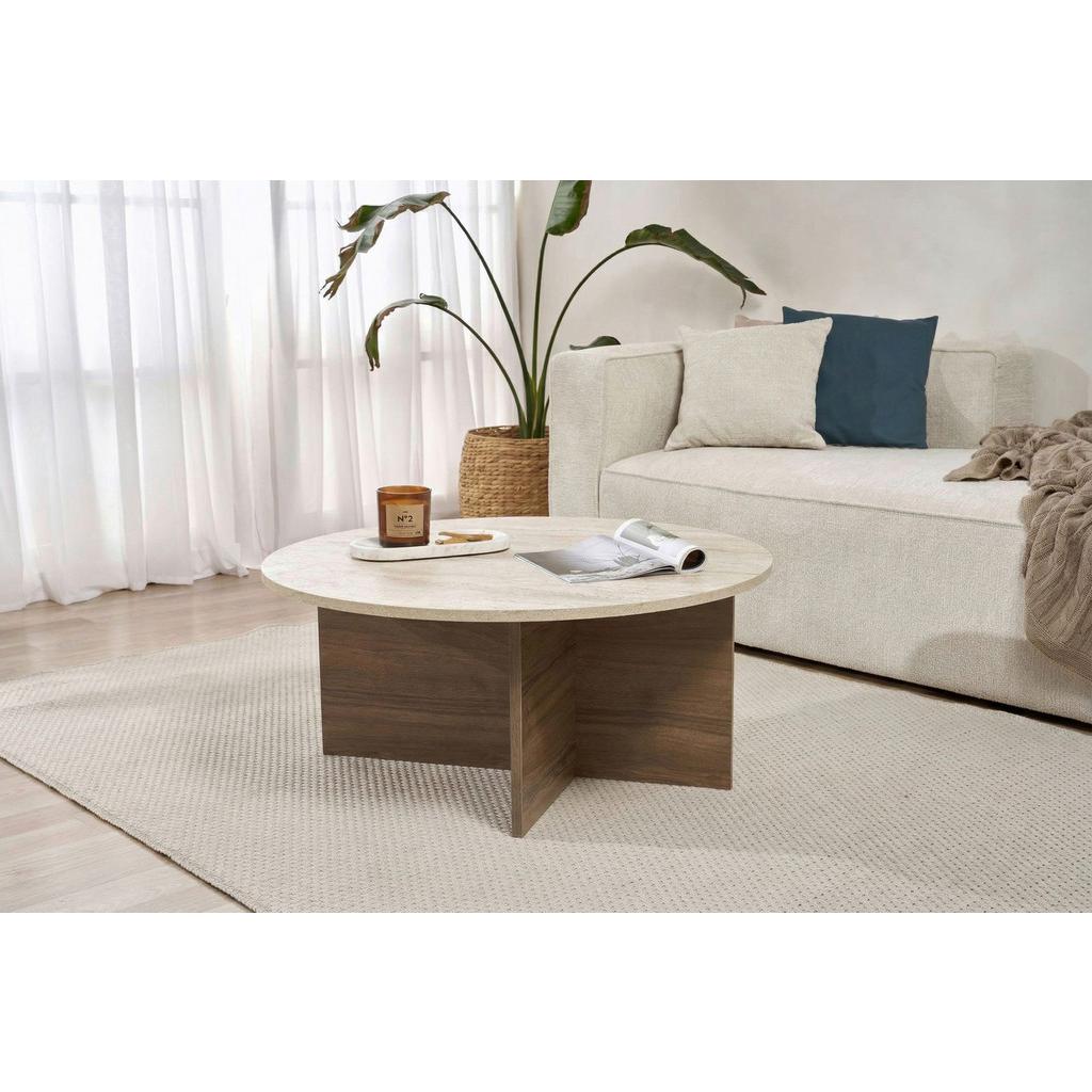 Couchtisch Soleil Creme/Walnussfarben L: 90cm