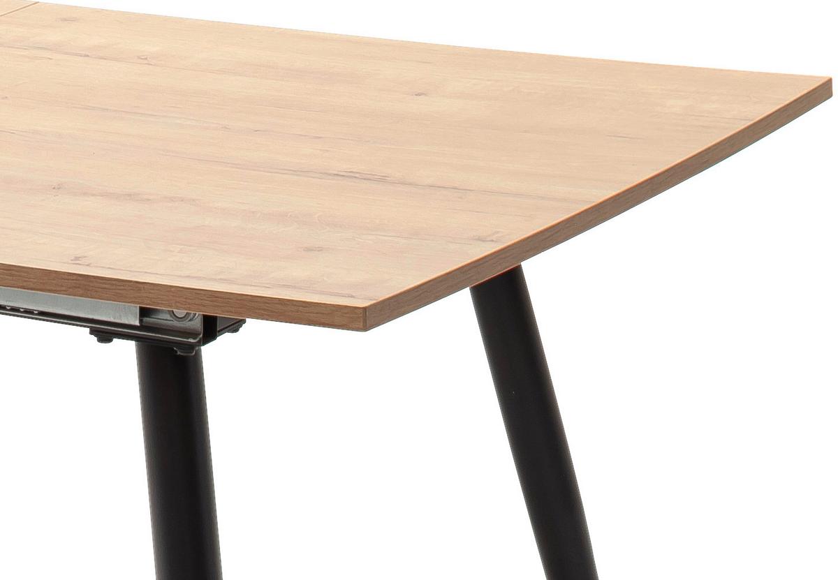 Esstisch Ausziehbar Barbuda Lxb: 160x90 Cm Wildeiche Dekor - Wildeiche/Schwarz, MODERN, Holzwerkstoff/Metall (160-200/90/76cm) - MID.YOU