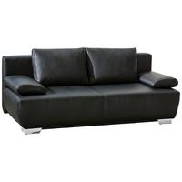2-Sitzer-Sofa mit Schlaffunkt. + BK. Nikita Schwarz Leder - Chromfarben/Schwarz, KONVENTIONELL, Leder (195/85/90cm) - Livetastic