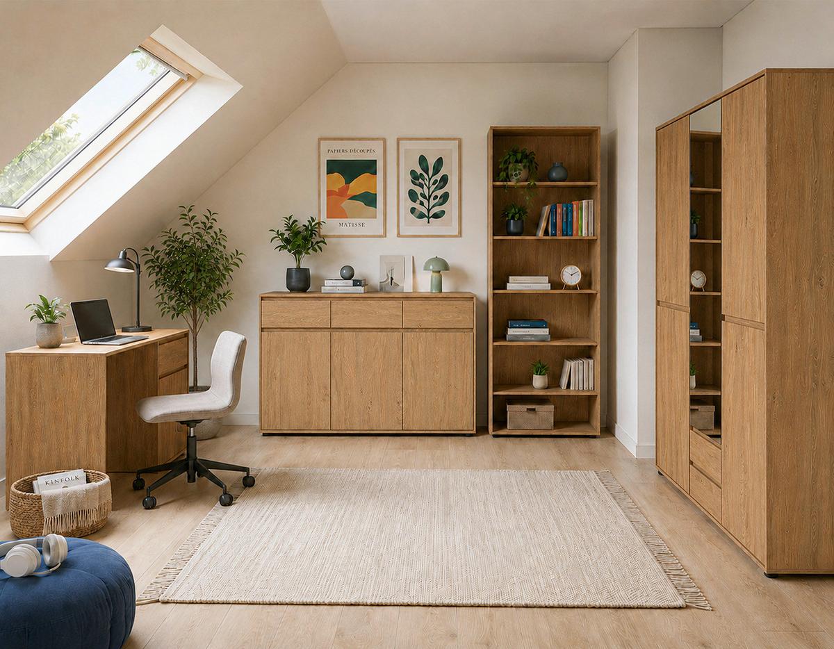 Schreibtisch Calzado Steineiche B: 120cm - Eichefarben, MODERN, Holzwerkstoff (120/76/60cm)