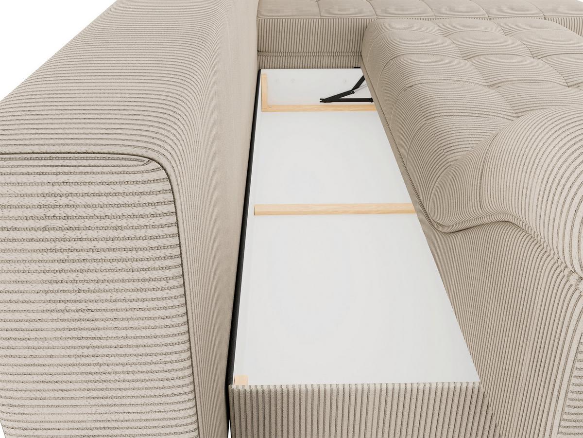 Ecksofa Welle Creme S: 177x276 Cm - Creme/Schwarz, Design, Textil (177/276cm) - MID.YOU