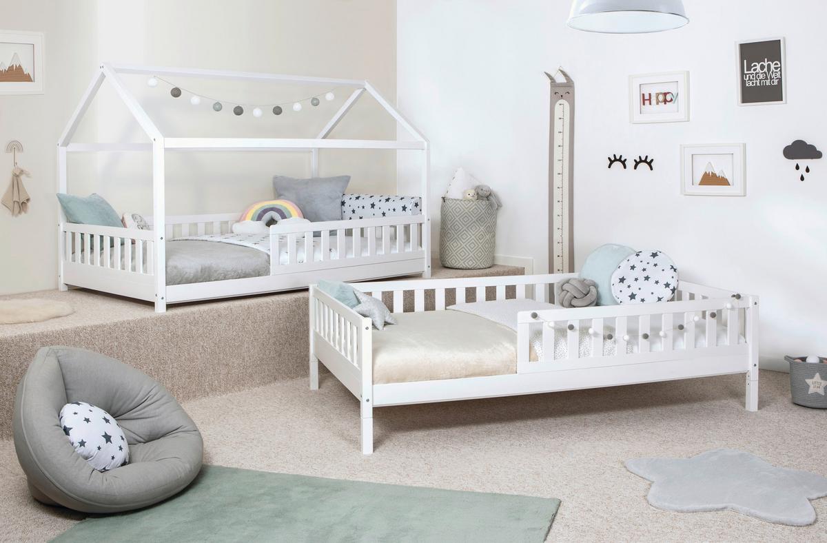 Kinderbett 140x200 cm Birke Weiß - Weiß/Naturfarben, MODERN, Holz (140/200cm) - MID.YOU