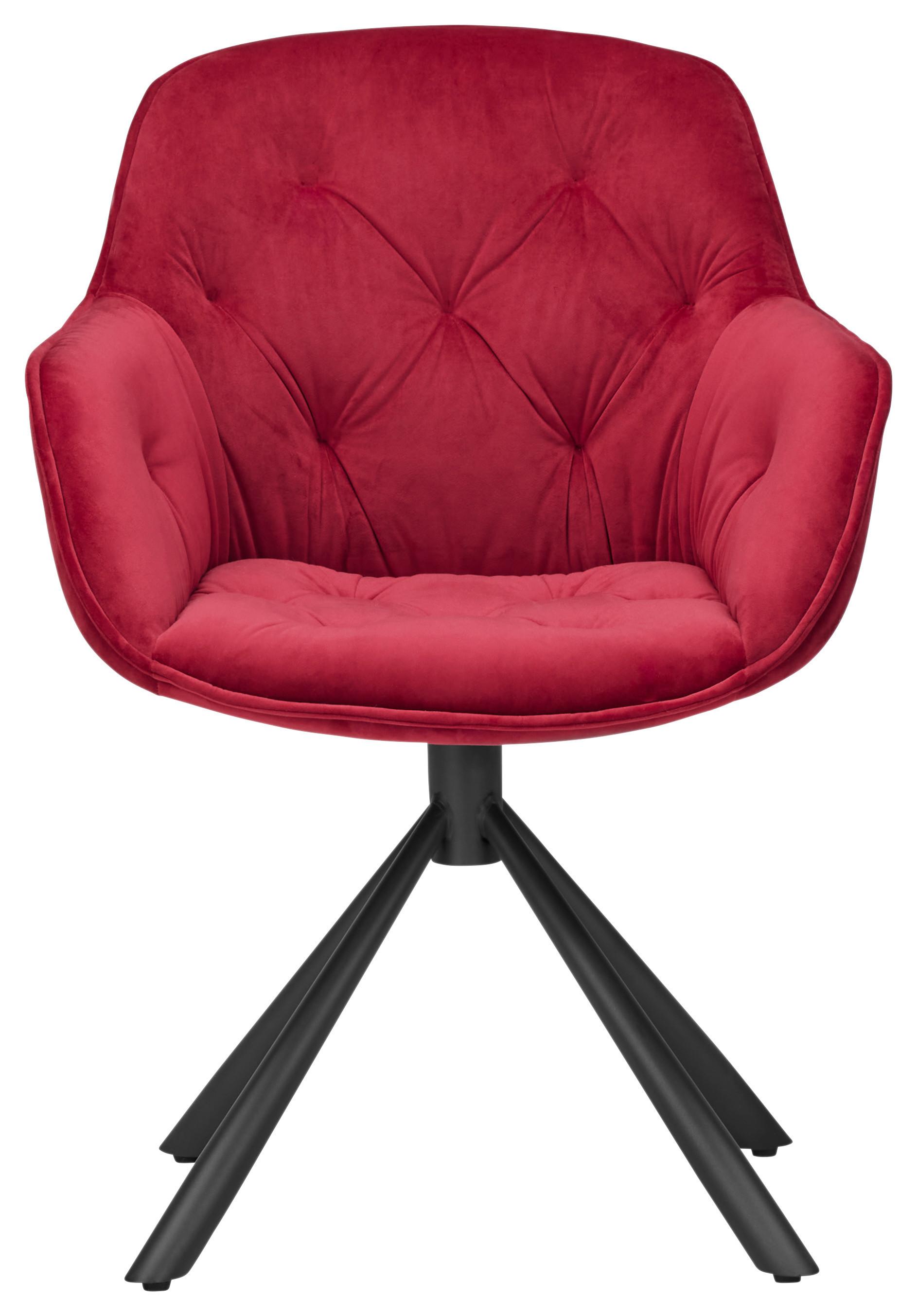 Židle s područkami Eileen, otočná, červená - černá/červená, Moderní, kov/textil (63/86/66cm) - Mömax